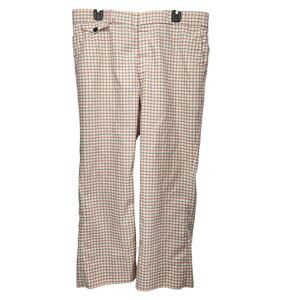 Vintage 70's Cream Red Blue Mini Check Window Pane Straight Leg Pants Men's 38